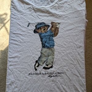 Polo by Ralph Lauren White T-Shirt with Blue Polo Bear Golf Graphic